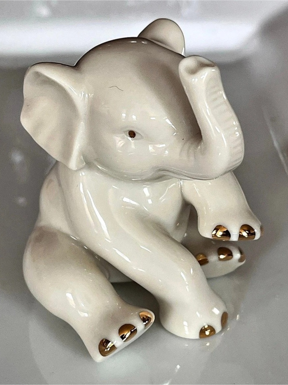 Lenox Baby Elephant Figurine Porcelain White